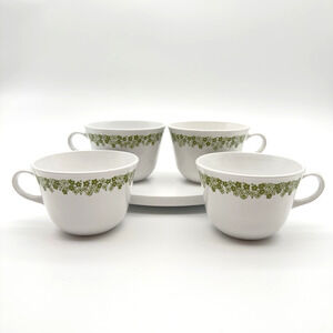 Vintage Corelle Coffee Tea Cups Spring Blossom Crazy Daisy Lot of 4 Corning 8oz